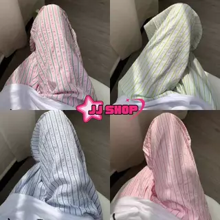 JJ Shop​💜พร้อมส่ง กางเกงขายาว น่ารักๆ เอวสม๊อค ลายทางสีพาสเทล ใส่ได้ทุกวัน "FY2845"