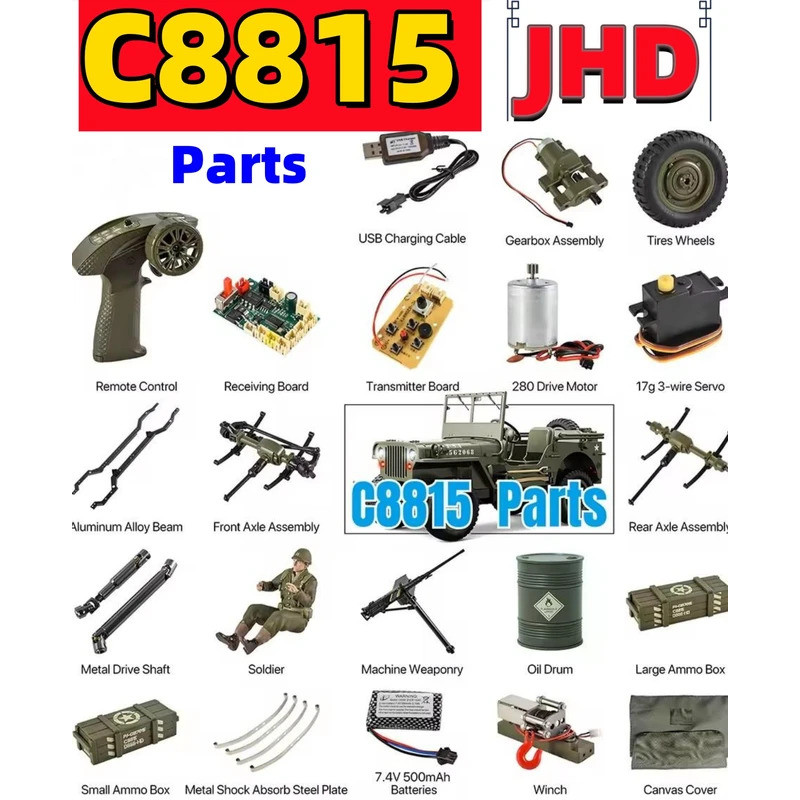JHD สําหรับ JJRC 2025 ใหม่ C8815 BOARD Winch RC รถอะไหล่ Original C8815 ยางมอเตอร์รับ BOARD Winch โล
