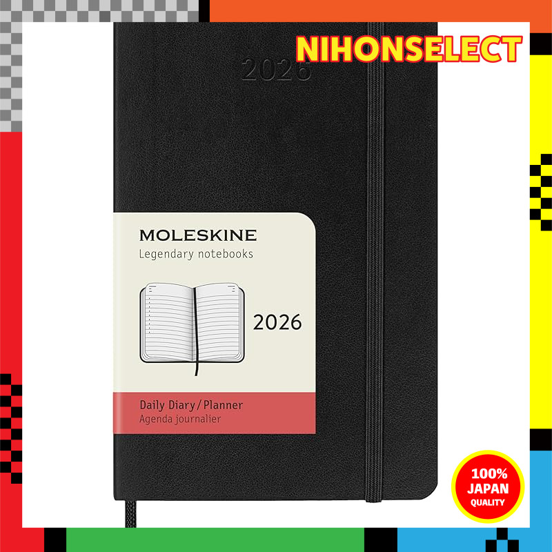 Moleskine Notebook 2026, January start, 12-month daily diary, pocket size (9cm x 14cm), soft cover, 
