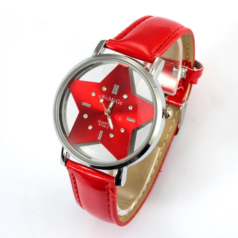 เข็มขัดสุภาพสตรีนาฬิกา Creative Five-Pointed Star นักเรียนควอตซ์นาฬิกา All-Match นาฬิกาผู้หญิง N7TR