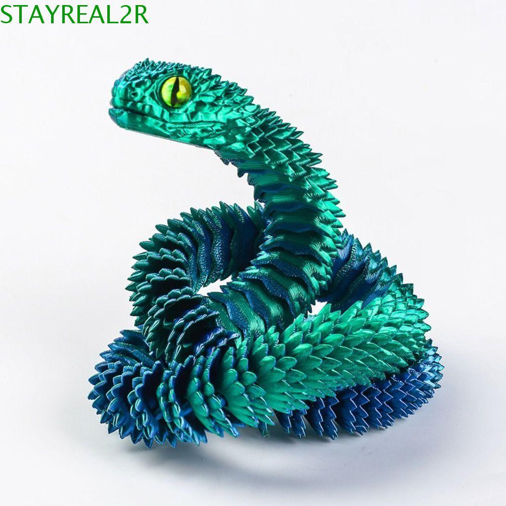 STAYREAL2R จําลองงูเครื่องประดับ,สมจริง Multicolor 3D พิมพ์งูของเล่น,ตลกจําลองตกแต่งบ้าน PLA สัตว์จํ