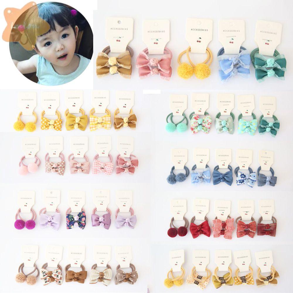 IMLON 10 ชิ้นผูกผม Bowknot ขนาดเล็ก Plush Ball เด็กเด็กผู้หญิง Gum ดอกไม้ Headdress