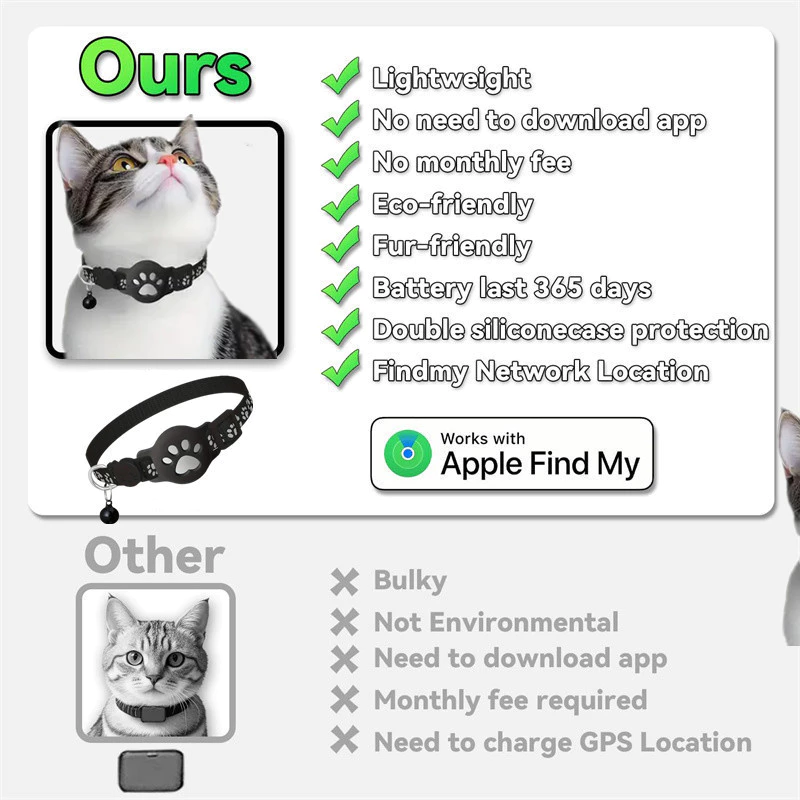 เข้ากันได้กับระบบ iOS Android Pet Cat Locator Collar กันน้ํา Apple "Find My" Tracker ปลอกคอสะท้อนแสง thumbnail 7