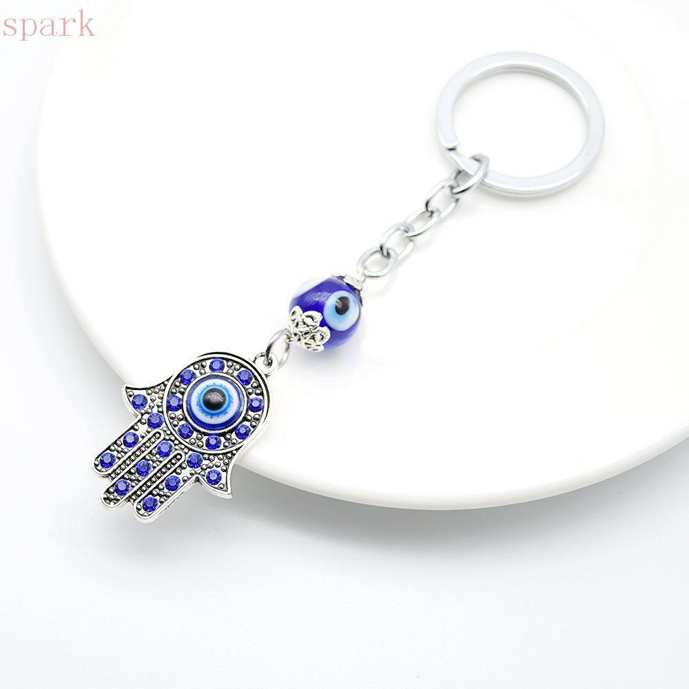 SPARKLE Fatima Hand Jewelry Key Holder Blue For Men Women Amulet Fashion Evil Eye