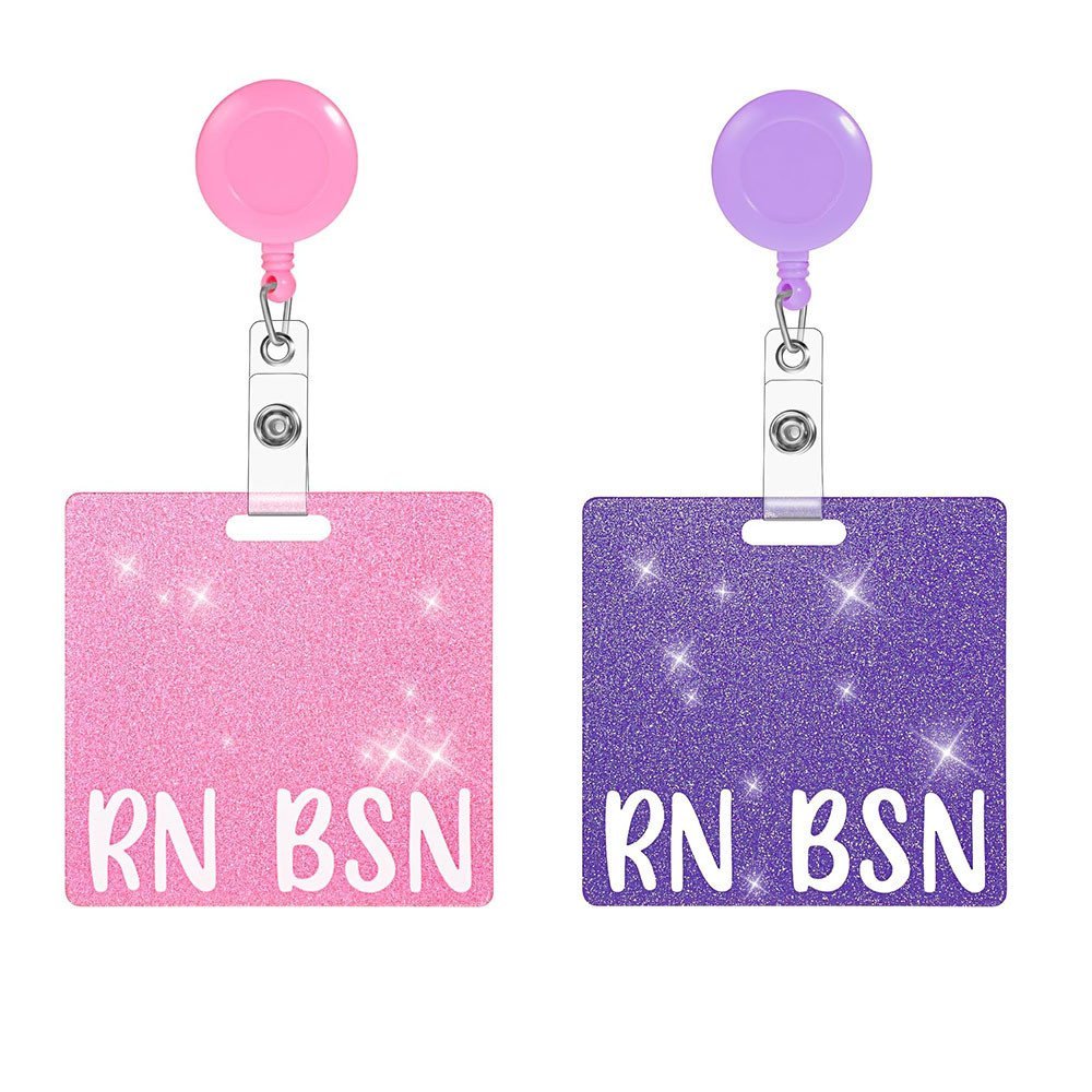 การ์ดป้าย RN BSN สีชมพู, แฟลชพยาบาล Badge Partner Scroll Clip Retractable Partner Nursing Badge QQUC