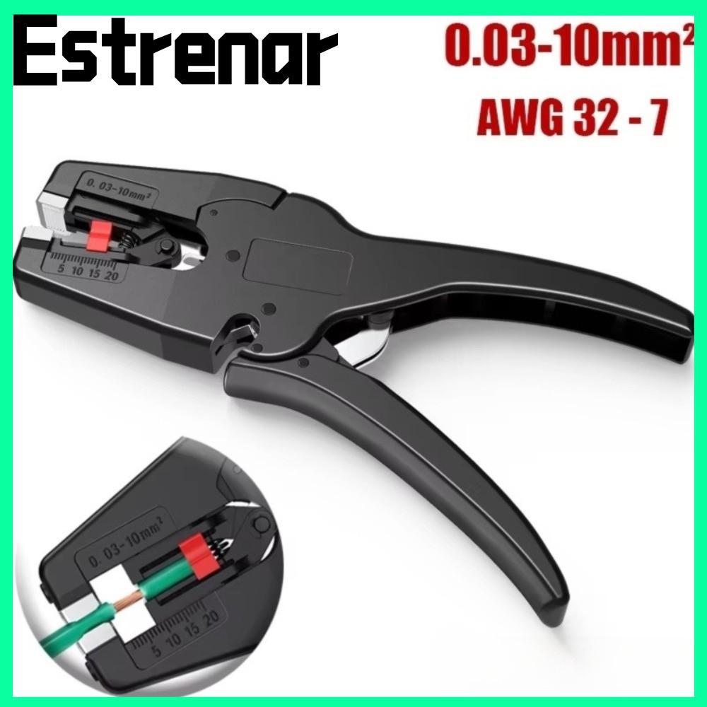 ESTRENAR เครื่องปอกสายไฟอัตโนมัติ, คีมลวดขนาดเล็กแบบพกพา, คุณภาพสูง 32-7AWG 2 in 1 Heavy Duty คีมตัด