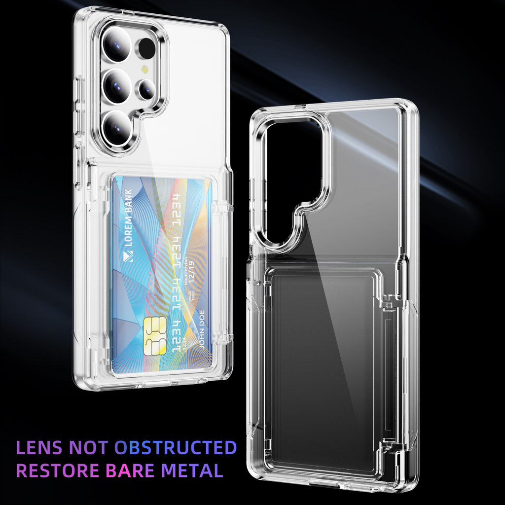 เคสโทรศัพท์ใสอเนกประสงค์สําหรับ Samsung S25 ultra S24 Ultra S23 S22 เคสโทรศัพท์แบบแข็งปลอกใส่การ์ด