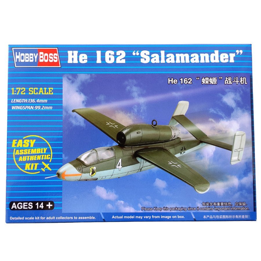 He1 He162 Fighter Trumpeter 1: 72 รุ่น Fighter ประกอบเครื่องบินเยอรมันกองทัพรัสเซีย