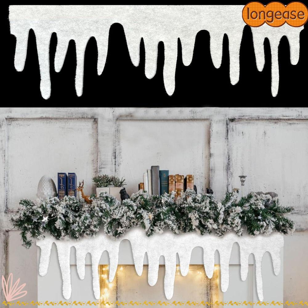 LONGE ผ้าห่มหิมะคริสต์มาสตกแต่งคริสต์มาส Icicle Fringe หลังคาตกแต่งคริสต์มาสผ้าห่มหิมะปลอมไม่ง่ายที่จะเปลี่ยนรูปนุ่มปุย Icicle หิมะตาราง Runner