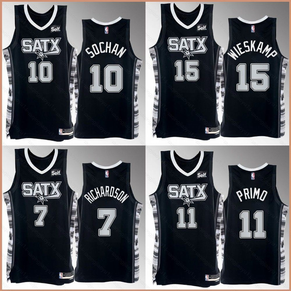 เสื้อบอล NBA Spurs ซีซั่น 2022/23 แบบ.Player Edition ของ Sochan, Wieskamp, Primo Richardson สีดำ