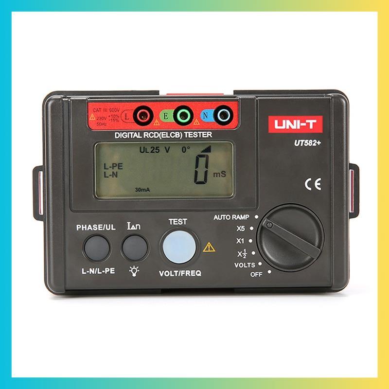 -T UT582+ Digital RCD (ELCB) เครื่องทดสอบ ELCB การรั่วไหล Circuit Breaker Meter AUTO RAMP การวัดกระแ