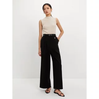 [Pomelo] กางเกงขากว้างแต่งโลโก้ / Logo Wide Leg Trousers