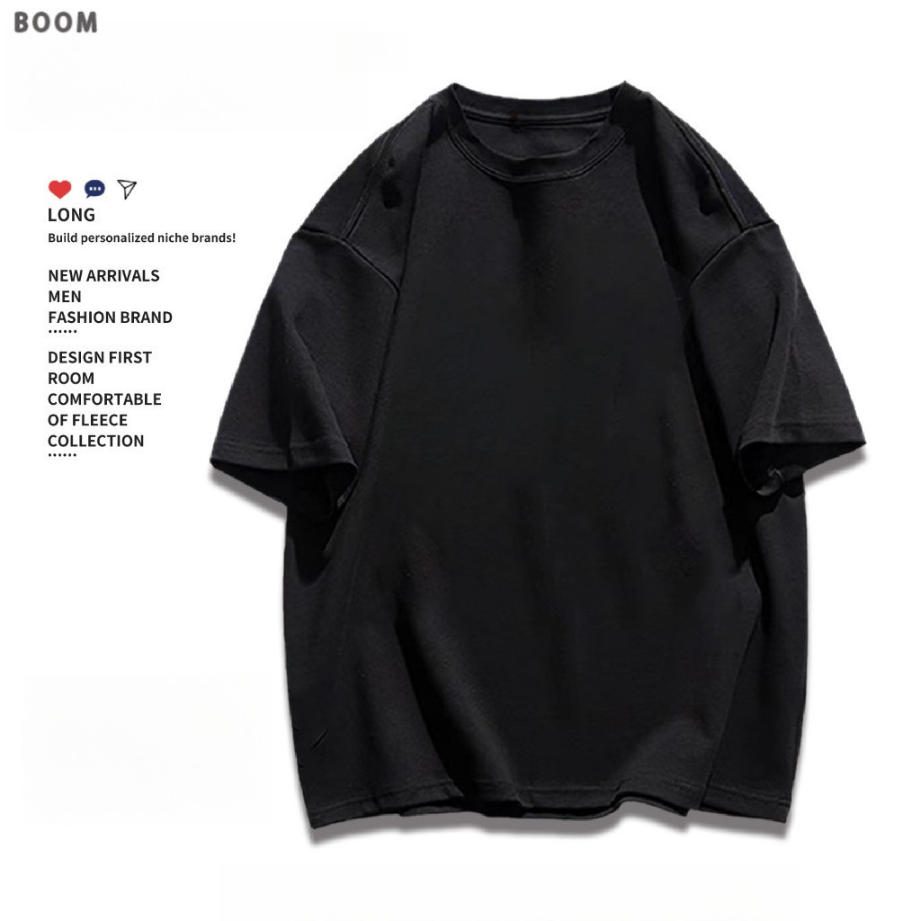 （จัดส่งตลอด 24 ชั่วโมง）BOOM SHOP🚀 แฟชั่นสไตล์เกาหลี เสื้อยืด Oversize สีดำ เสื้อยืดผู้ชาย ผู้หญิง เสื้อเท่ห์ๆ 6สีS-3XL