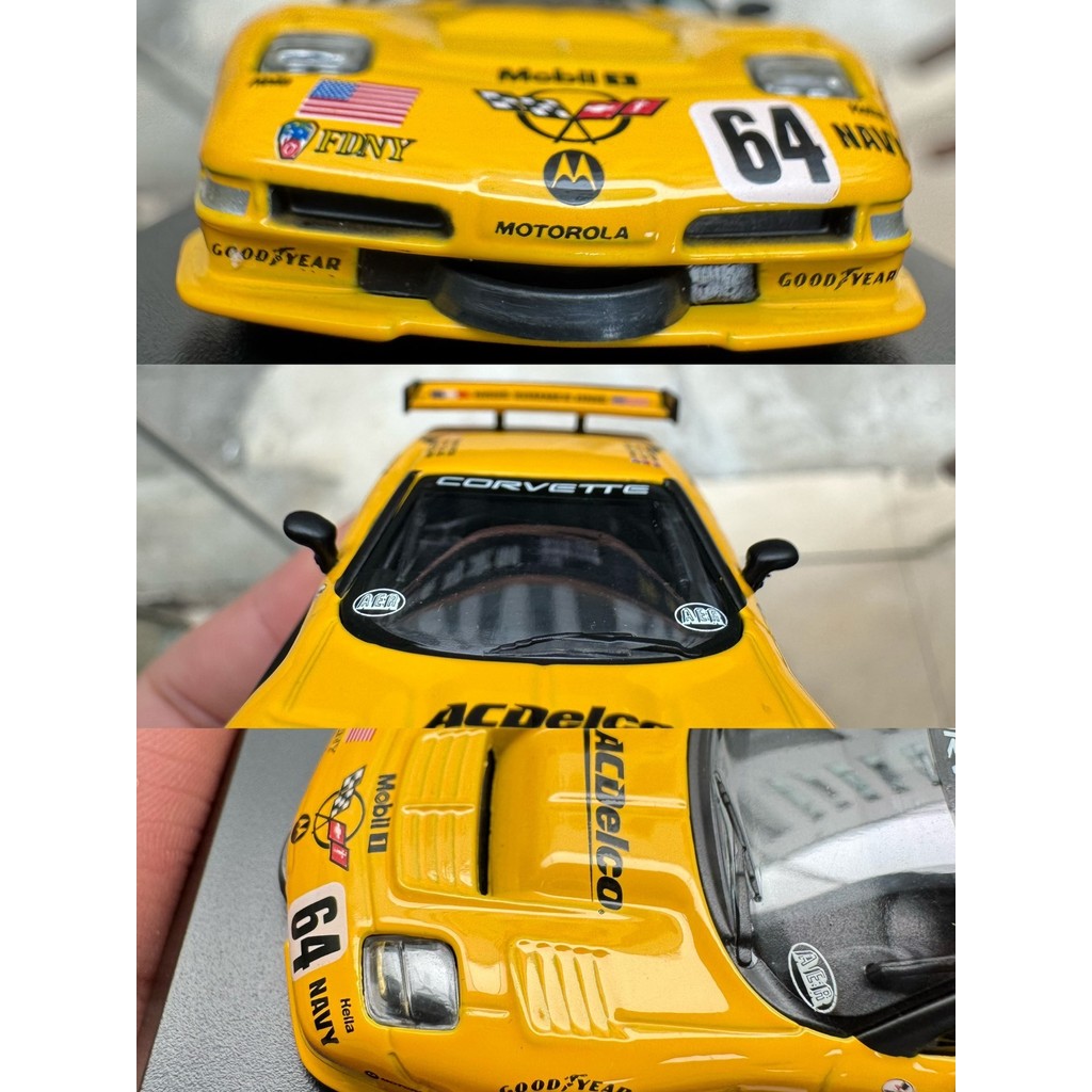 Jingshang Kyosho 1/64 Chevrolet Corvette Chevrolet Corvette C5-R C5R No. 64กล่องการ์ดสีเหลืองแลคเกอร