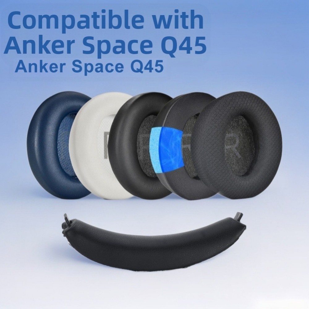 Soft Protein Leather Replacement Earpads for Anker Space Q45 Headphones Easy Fit