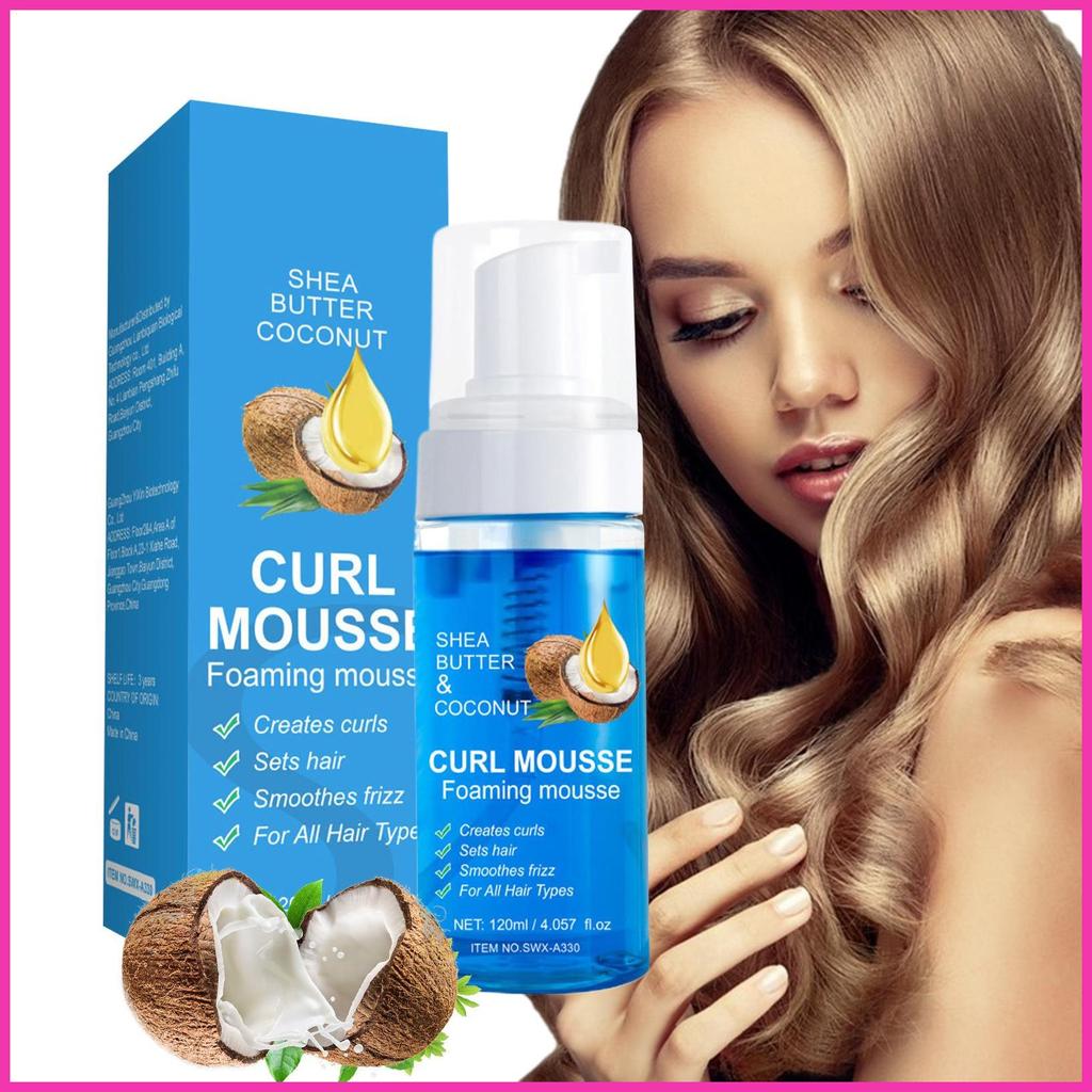 ผมหยิกมูสโฟมธรรมชาติมูสผม 120ml Curl Hair Dinning Curl Mousse Frizz Control จัดแต่งทรงผมฟอง saixitth