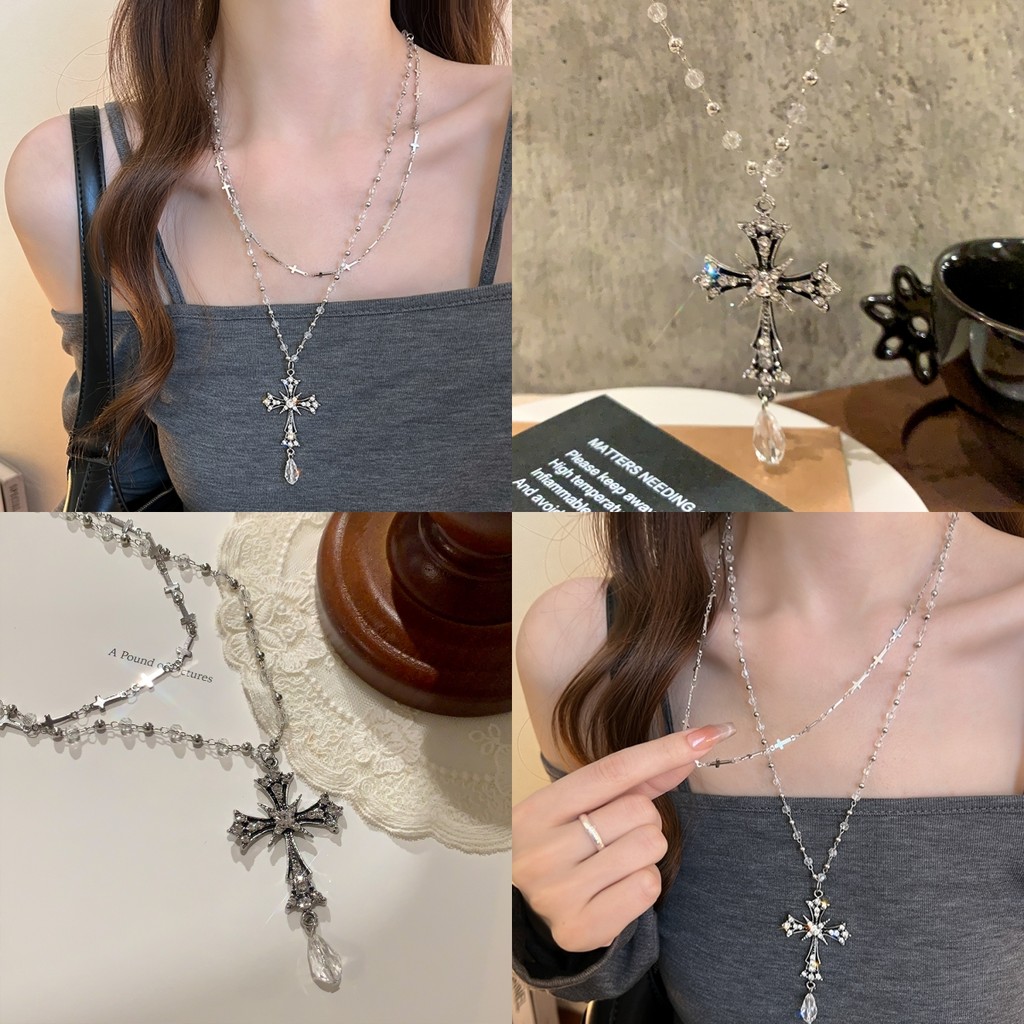 สร้อยคอ สไตล์เกาหลี จี้ไม้กางเขน ins ปรับได้ dopamine แฟชั่น เวลาว่าง ออลแมตช์