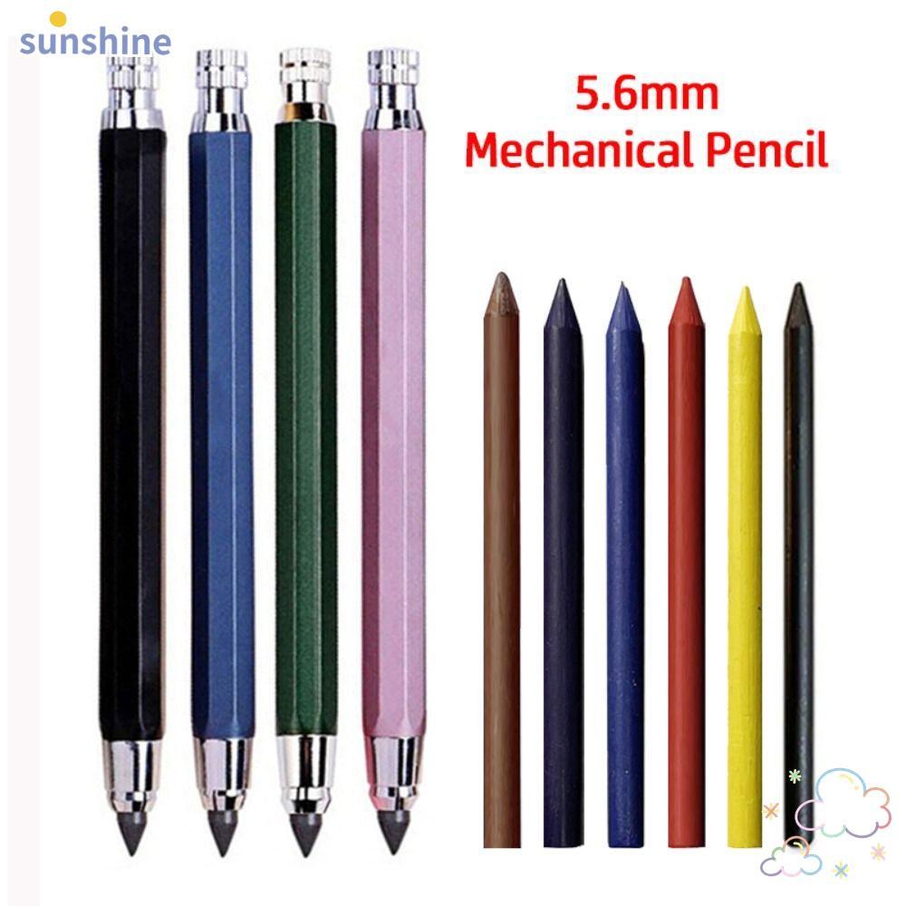 SSUNSHINE ดินสออัตโนมัติ, 5.6 มม.โลหะ, Creative Drawing Writing เครื่องมือ 2B/4B/6B/8B ดินสอ Refill 