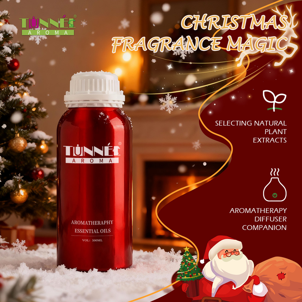 AROMA TUNNEL 500ML Christmas Series 100% Plant น้ํามันหอมระเหยบริสุทธิ์ Aromatherapy Diffuser น้ํามันหอมระเหยในร่ม Air Cleaner