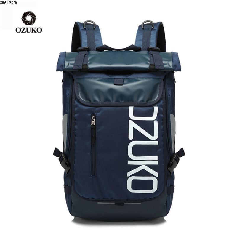 OZUKO Fashion Men Laptop Travel Backpack Waterproof College Student Schoolbag for Teenager