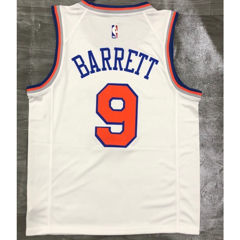 YA2 XS มีจําหน่าย New Mens New York Knicks 9 # RJ Barrett NBA Hot press บาสเก็ตบอลเจอร์ซีย์สีขาว