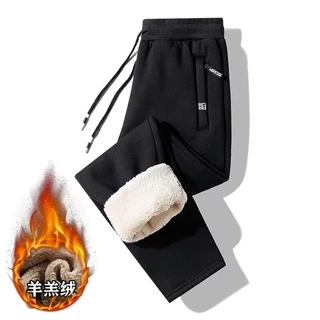 M-5XL ฤดูหนาวซับขนสัตว์หนากางเกงกลางแจ้ง หลวมสบายๆความร้อน Sweatpants กางเกงสีดําสีเทา กางเกงสแลค