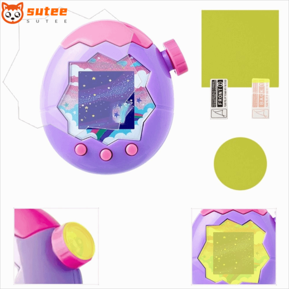 SUTEE 1/3 ชิ้นแผงฝาครอบป้องกัน,HD Anti-scratch TPU หน้าจอสีเหลืองป้องกันฟิล์ม,Full Coverage Soft Screen Protector สําหรับ Tamagotchi Paradise สําหรับ Tamagotchi Paradise