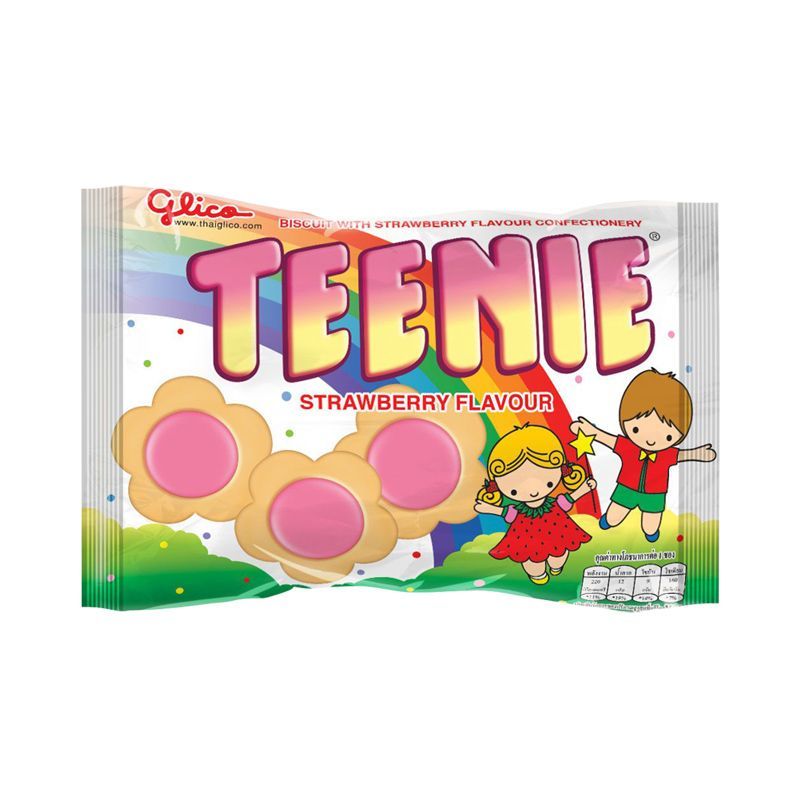 กูลิโกะทินนี่บิสกิตรสสตรอเบอร์รี่ 37กรัม Glico Teenie Strawberry 37g. [หมายเลขบาร์โค้ด 8851019030760]