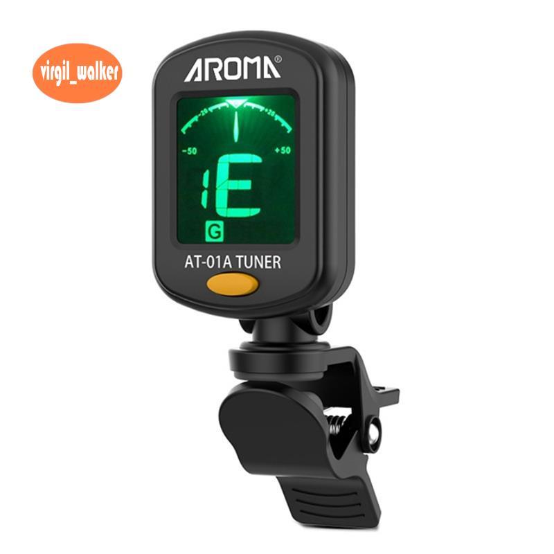 AROMA ดิจิตอลอิเล็กทรอนิกส์สําหรับจูนเนอร์กีตาร์ Clip-on สําหรับกีตาร์, อูคูเลเล่, Violin Acoustics 