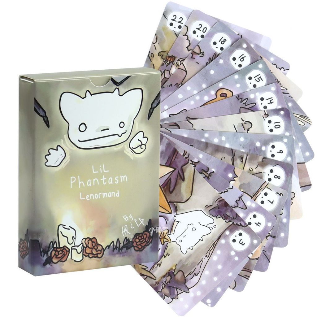 LiL Phantasm Lenormand Oracle ดาดฟ้าน่ารักและน่ารัก Ghost Chibi Tarot 36 การ์ด