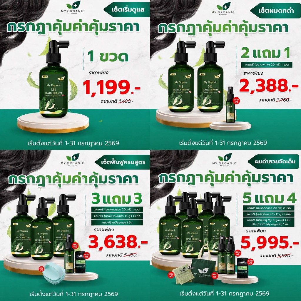 [ส่งฟรี ใหม่ล่าสุด] My Organic Hair Tonic แฮโทนิค บำรุงผม ผมร่วง ผมบาง ผมหงอก ของแท้ 100%