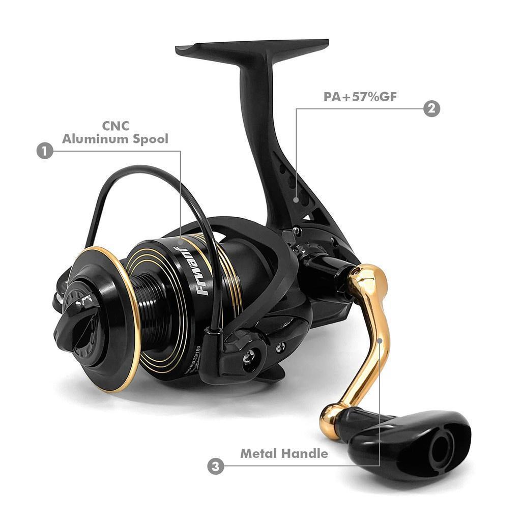 【ส่วนลด】Frwanf 2000-7000 Size Spinning Reel 4BB Seawater/Freshwater Metal Spool Fishing Reel Boat Re