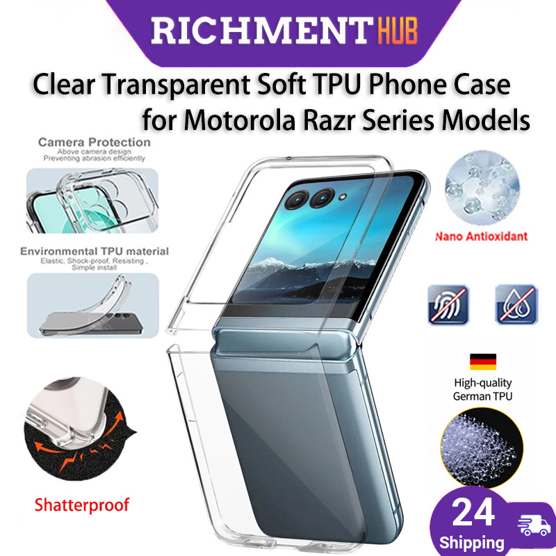 SG 24H SHIP TPU ซิลิโคนอ่อนนุ่มเคสใสสําหรับ Moto Razr 70 Ultra/Razr 50 Ultra /Razr 60 Ultra กันชนกัน