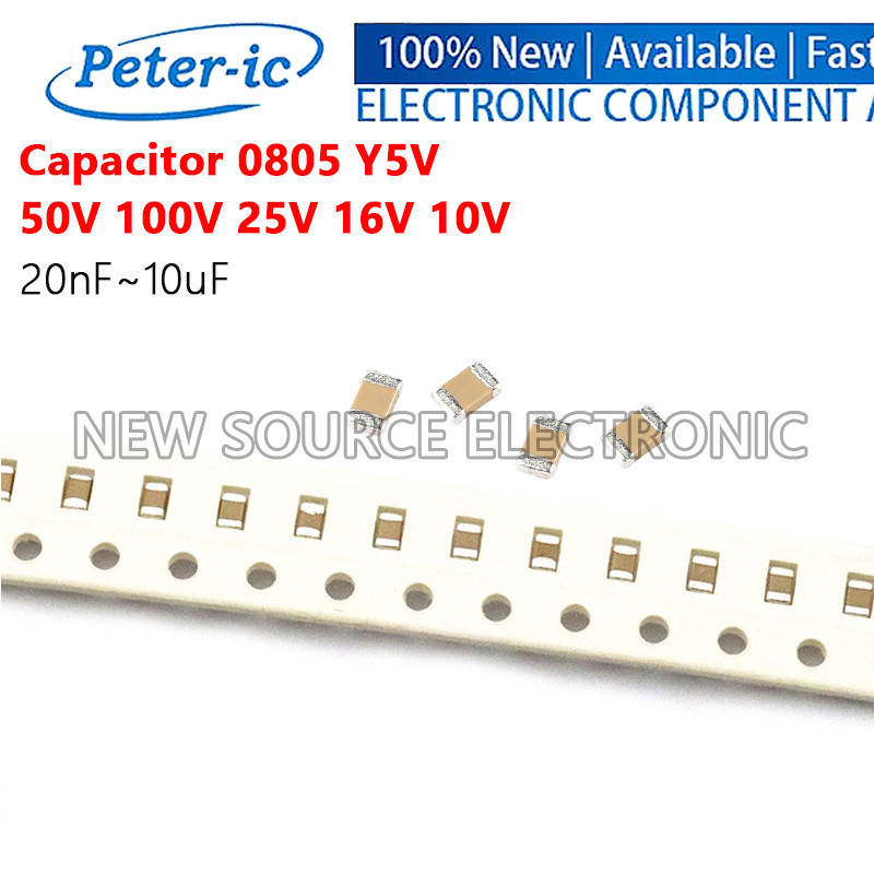 (10 ชิ้น) 0805 SMD 50V 100V 25V 16V 10V Y5V Capacitor 20nF 22nF 33nF 47nF 100nF 220nF 330nF 470nF 68