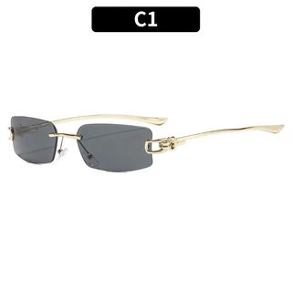 แฟชั่นยุโรปและอเมริกา Frameless ส่วนบุคคล Retro Hip Hop Square แว่นตากันแดดผู้หญิง