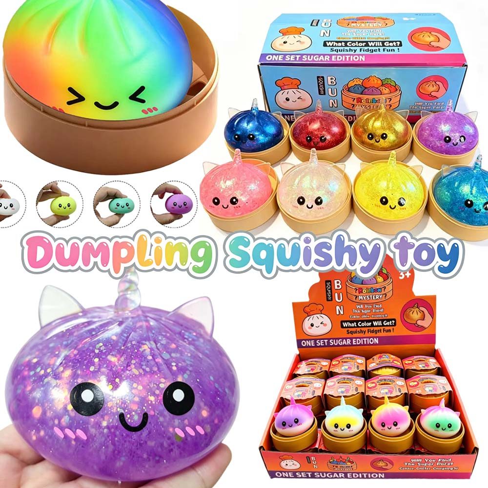การ์ตูนน่ารักยูนิคอร์น Dumpling Squishy ของเล่นน้ําหนักเบาทุกวันความเครียดบรรเทา Fidget Play Item