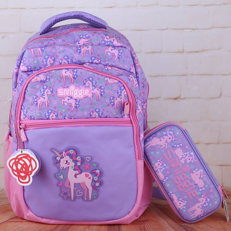 Mingxinjia Ready Stock Australia smiggle Stationery Pink Unicorn Student Backpack กระเป๋านักเรียนเด็