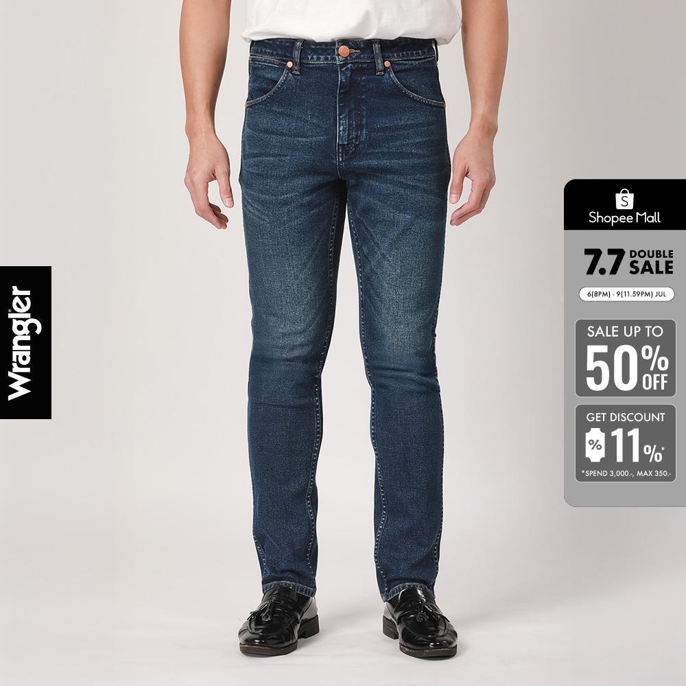WRANGLER กางเกงยีนส์ผู้ชาย คอลเลคชั่น Biker Look เอวต่ำ ทรงเข้ารูป รุ่น WR F325MLARN14 สียีนส์กลาง