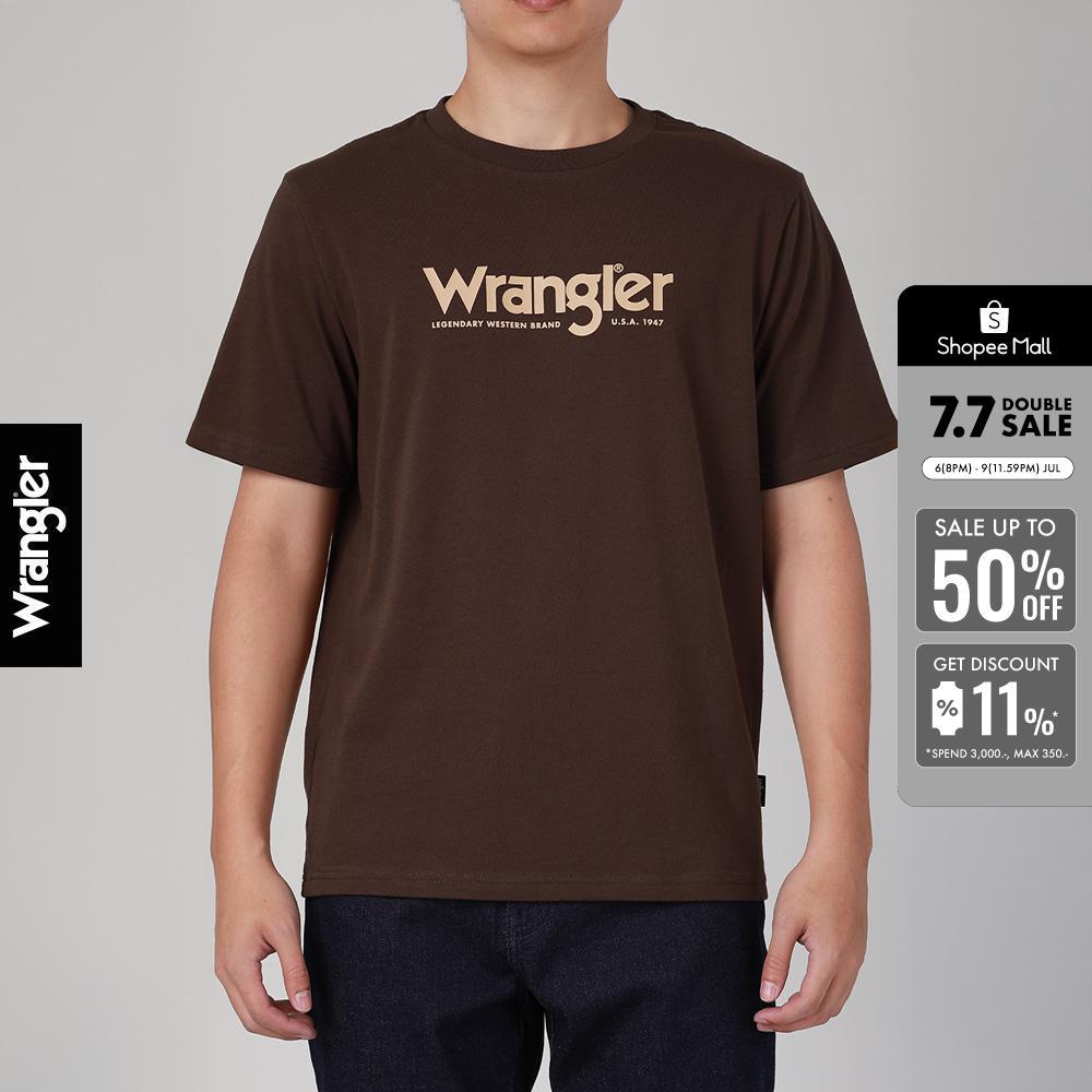 WRANGLER เสื้อยืดแขนสั้นผู้ชาย ทรง Regular รุ่น WR S126MTSSF12 สีน้ำตาล