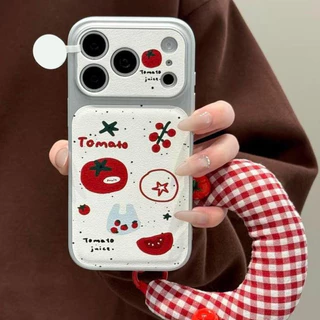 เคสโทรศัพท์ลายลูกพลับสีแดง ใช้ได้กับ iPhone13/11/12/17/14/15Pro/16Max/15Plusผลิตจากหนังแท้คุณภาพสูง มีคุณสมบัติกันกระแทก