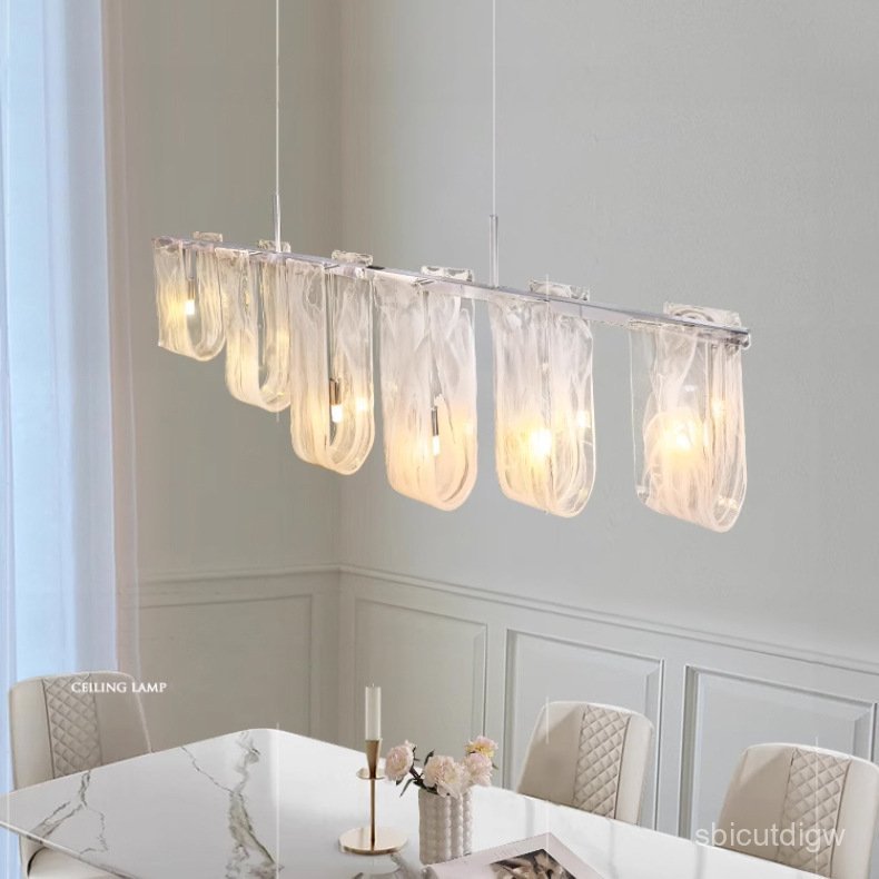 Cloudy restaurant chandelier, French light luxury retro cream style, long linear pendant light for b