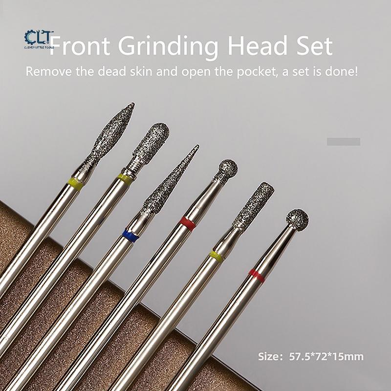 Ccle หัวขัดเล็บเพชร6ชิ้น/เซ็ตเครื่องมือทำเล็บไฟฟ้าเครื่องมือขัดหนังกำพร้าเล็บเครื่องขัดเล็บอุปกรณ์บิต