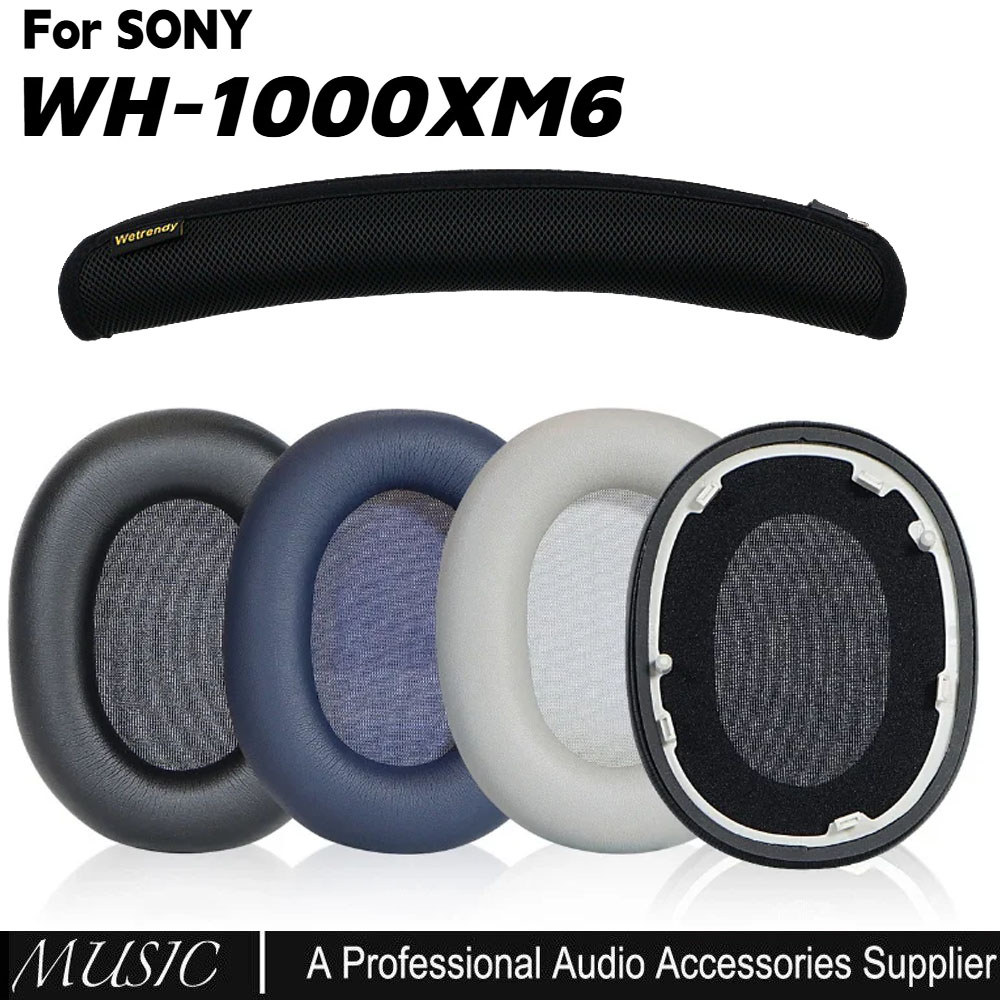แผ่นรองหูฟังสําหรับหูฟัง Sony WH-1000XM6, หนังโปรตีนเปลี่ยนแผ่นรองหูฟังแบบคาดศีรษะ