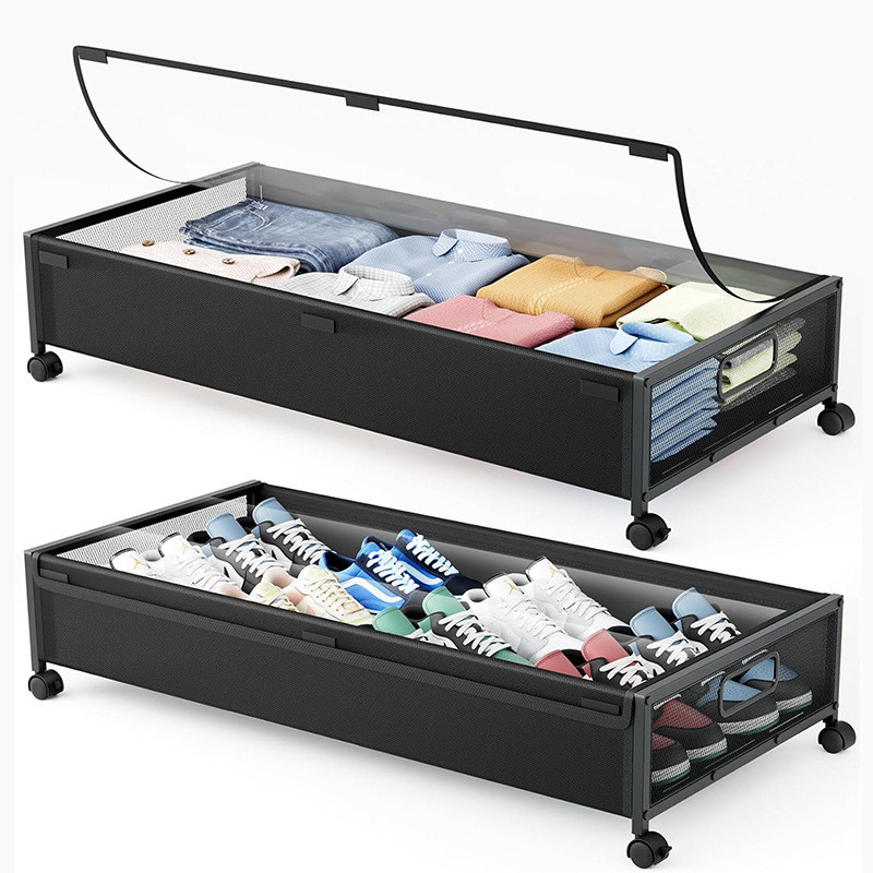 Under-bed storage rack, under-bed storage trolley, bedroom clothing, shoes, books, mobile storage bo