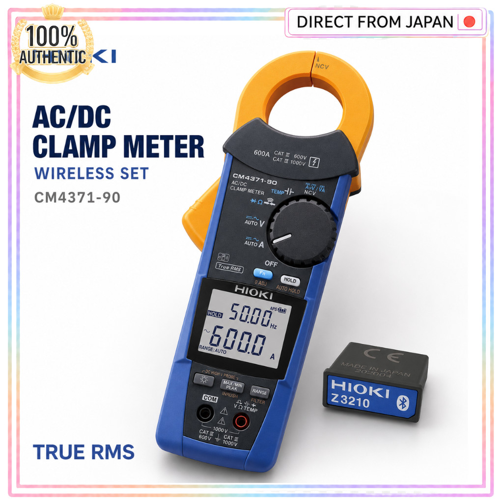 HIOKI AC/DC Clamp Meter with Wireless Adapter Z3210, 600A True RMS, Dustproof & Waterproof, Includes