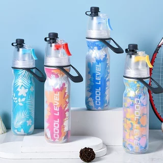 ขวดน้ำสปอร์ต ขวดน้ำพ่นสเปรย์ ฉนวนเก็บความเย็น 500ml ขวดบีบ กันรั่ว สายคล้องมือ