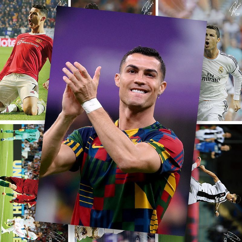 C海墙墙墙贴 .大容量一字视墙纸贴Cristiano Ronaldoโปสเตอร์UEFA Champions League World Cup Star Wall Poster หอพักโปสเ