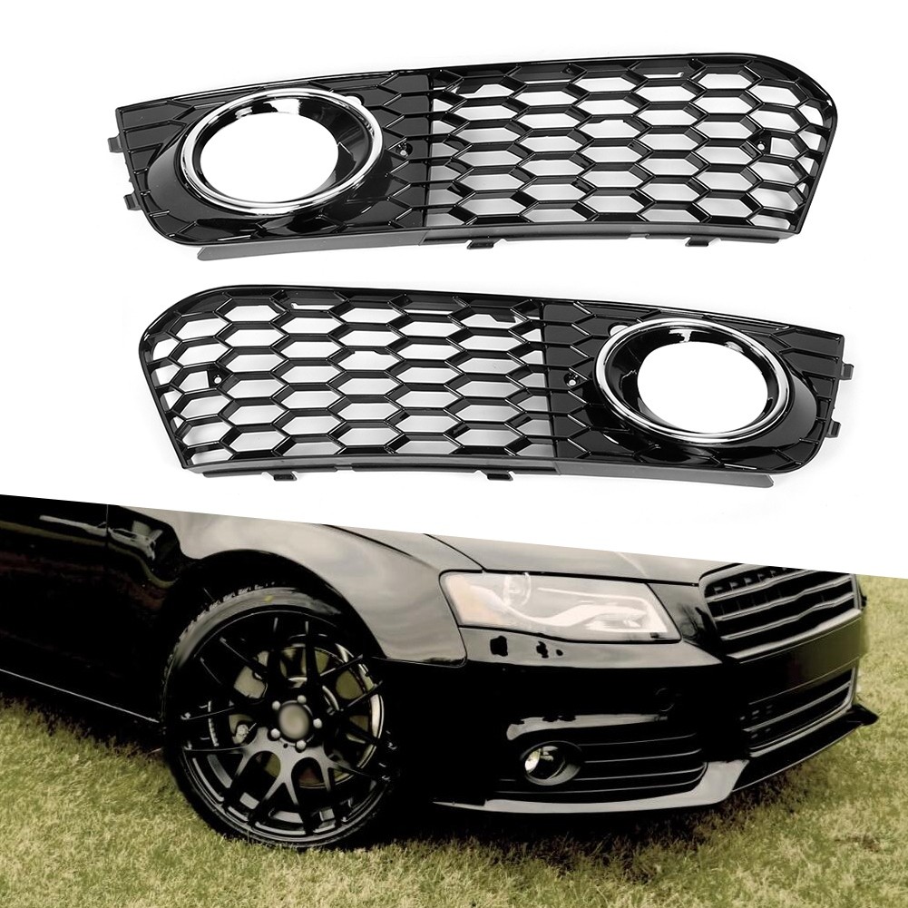 Jiabo GEERYZHE ฝาครอบไฟตัดหมอกกรอบตาข่าย Grille Fit สําหรับ B8 2009-2011 (ชุบไฟฟ้า (GZ.D072DL/R))