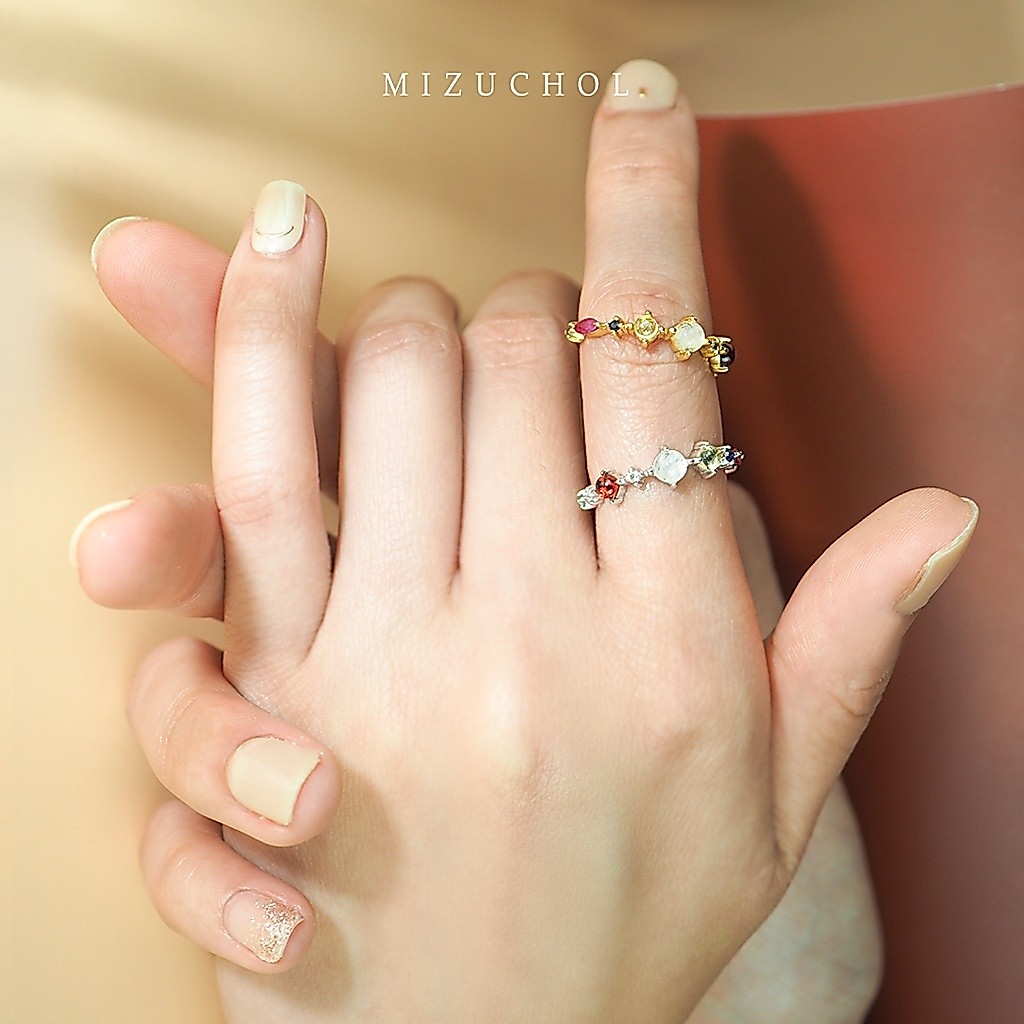 Mizuchol خاتم التسعة أحجار الحقيقية فضة — Hope — صورة 7