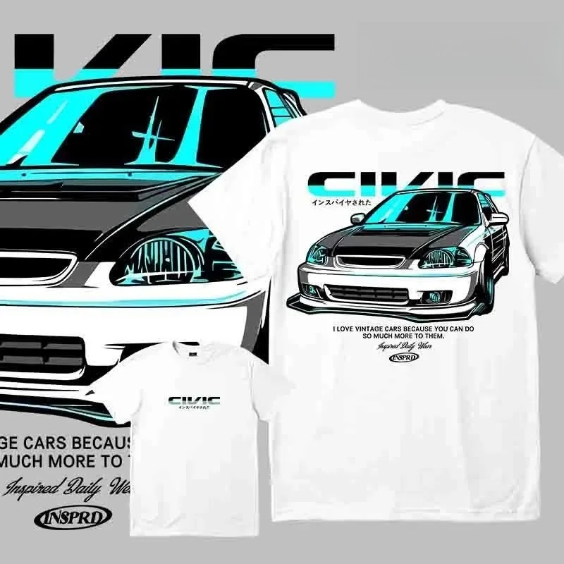 เสื้อยืดพิมพ์ลาย JDM Retro Civic EK สุดเท่ - ชุดประจำวันของเจ้าของฮอนด้า - สำหรับผู้ชายและผู้หญิง - มีไซส์ S-5XL